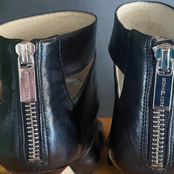 Michael Michael Kors Brena Black Leather Platform Heeled Booties Women’s 8.5M - Picture 6 of 12